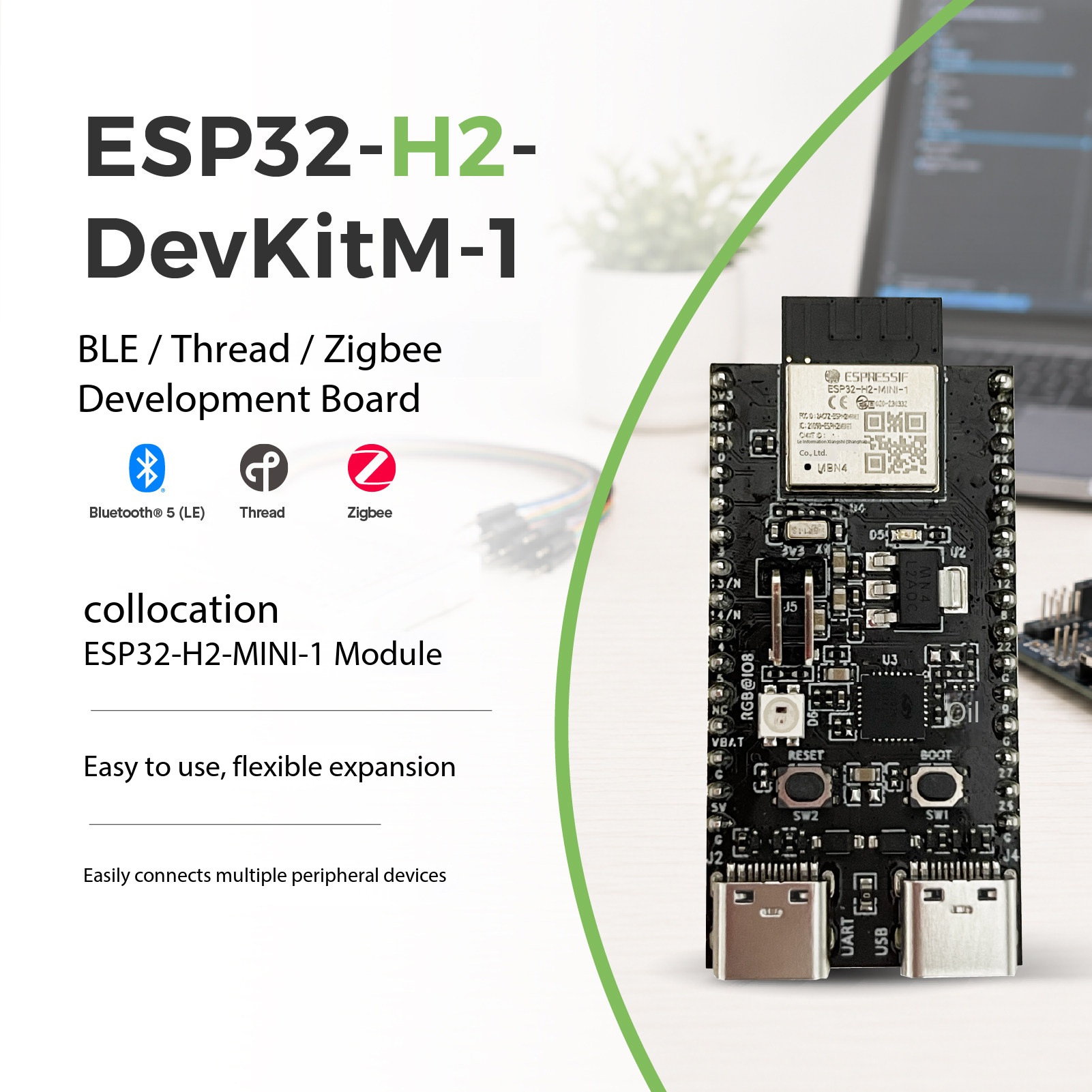 Esp32 H2 - Espressif ESP32-H2-DevKitM-1 لوحة RISC-V 802.15.4 لبرمجة