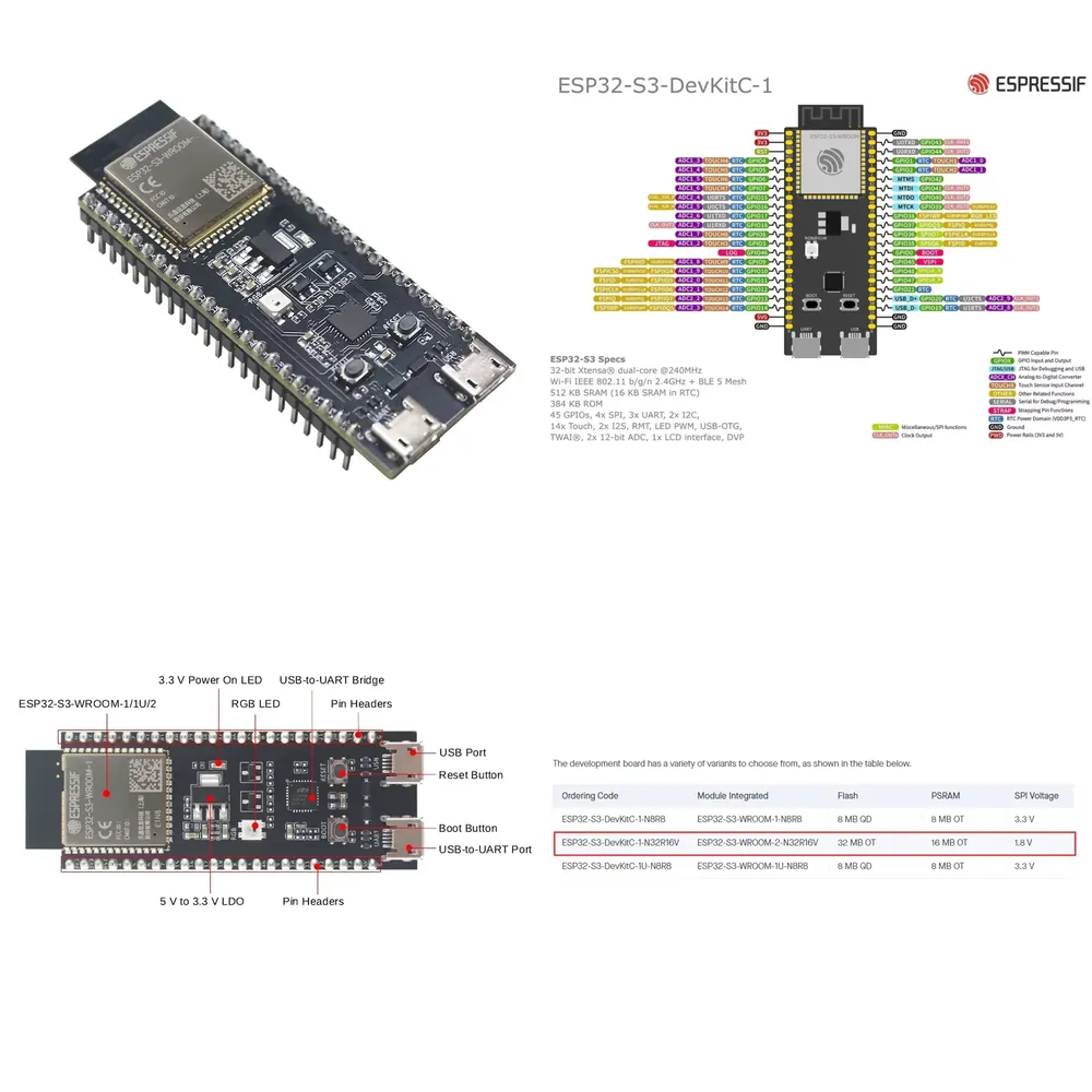 Esp32 - لوحة تطوير Espressif ESP32-S3-DevKitC-1، تتميز بوحدة