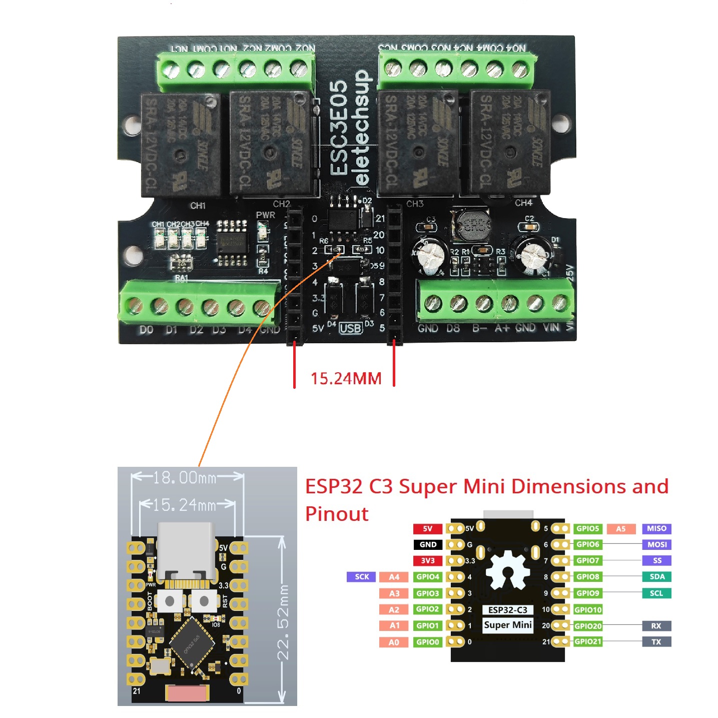 لوحة ريلاي صناعية ESC3B04 ESP3 - مراجعة Espressif Esp32 وسعره