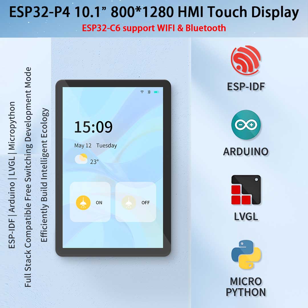 ESP32-P4 10.1 بوصة 800*1280 IP - مراجعة Esp32 P4 وسعره